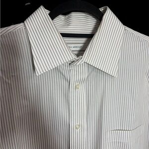 Joseph Abboud Men's Pinstripe Dress Shirt - Light Cream and Brown